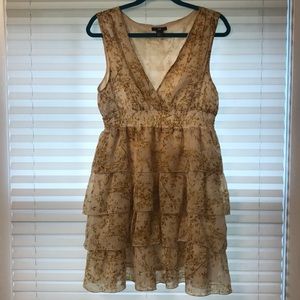 Three-tier yellow floral dress